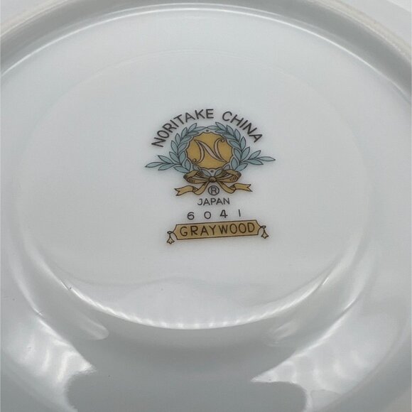 Vintage Noritake Graywood Round Flat Cup & Saucer Platinum Trim 6041 Japan 2" - Picture 5 of 6
